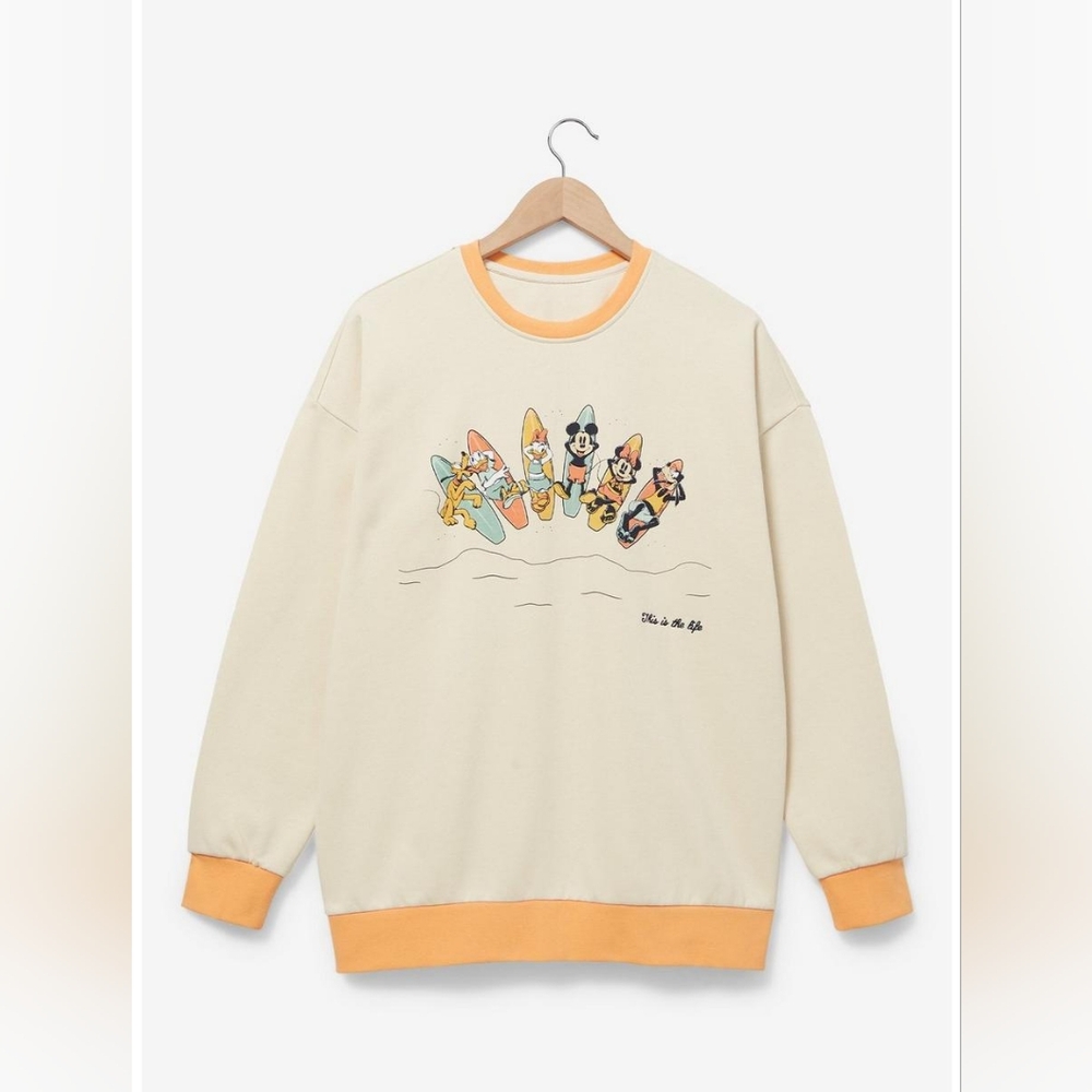 Our Universe Disney Mickey and Friends Sunset Surfboard Crewneck